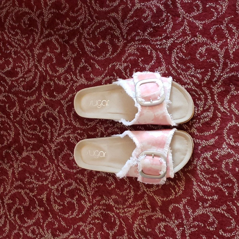 Sugar Zerri Buckled Slide Pink Tie Dye Sandals size 6M New In Box